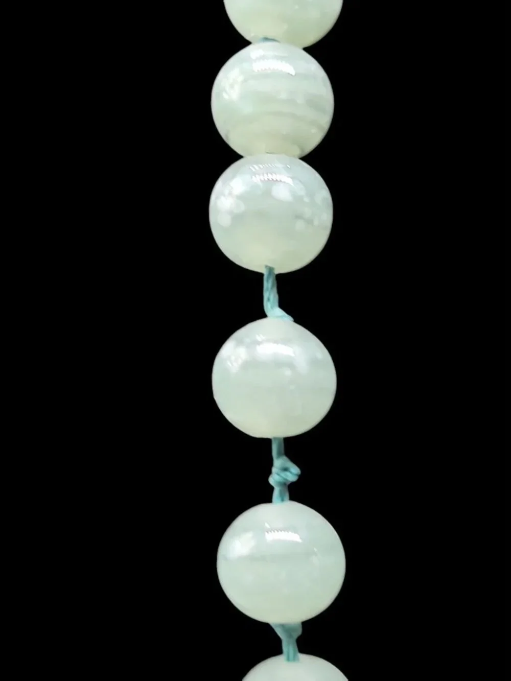 Vintage Les Bernard Signed Jade Bead Necklace Hand Knotted Barrel Clasp 34" - Picture 6 of 12